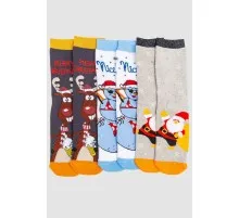 Комплект жіночих шкарпеток новорічних 3 пари, колір бежевий, білий, темно-сірий, 151R261