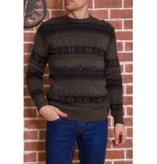 Чоловічий светр з новорічним принтом, чорно-зелений, 161R776
