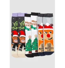 Комплект жіночих шкарпеток новорічних 3 пари, колір світло-сірий, темно-сірий, білий, 151R251