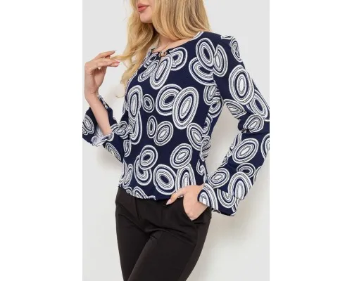Блуза з принтом, колір синьо-білий, 186R400