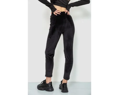 Спорт штани жіночі велюрові, колір чорний, 244R5569