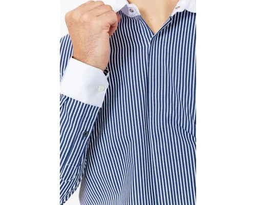 Сорочка чоловіча в смужку, колір біло-синій, 214R35-18-308-1