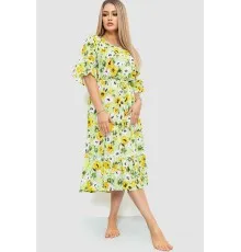 Плаття з квітковим принтом, колір салатово-жовтий, 219RT-4096