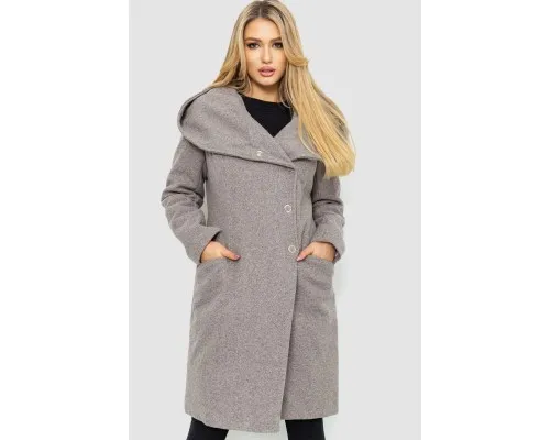 Жіноче пальто з капюшоном, колір сіро-бежевий, 186R294