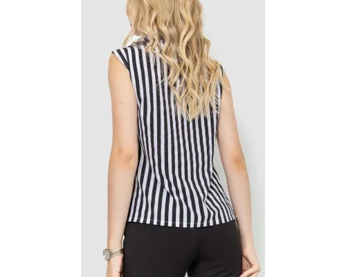 Блуза без рукавів у смужку, колір чорно-білий, 102R068-1