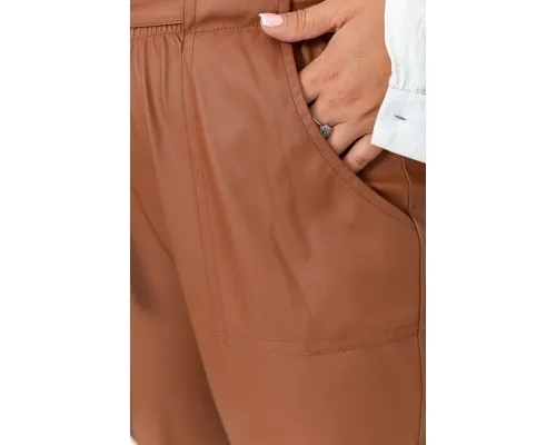 Штани зі штучної шкіри жіночі, колір коричневий, 102R5145