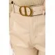 Штани жіночі з екошкіри, колір світло-бежевий, 186R5219