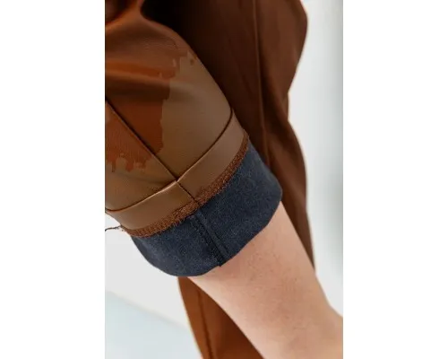 Штани жіночі з екошкіри, колір коричневий, 186R5219