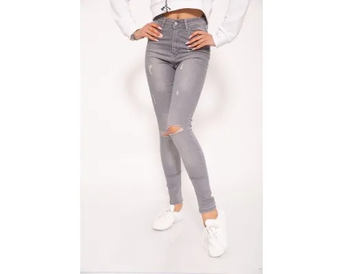Рваные джинсы женские серого цвета 29R540-3