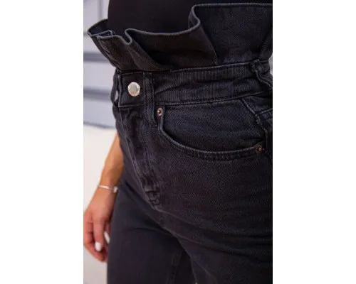 Жіночі джинси на високій посадці, чорного кольору, 157R33-64-018