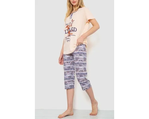Жіноча піжама з принтом, колір персиково-синій, 219R118