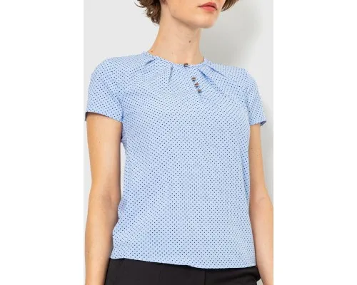 Блуза в горох, колір блакитний, 230R112-6