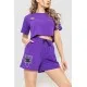 Костюм жіночий повсякденний футболка+шорти, колір фіолетовий, 198R121