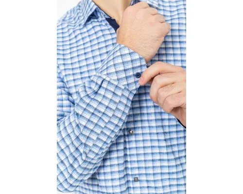 Сорочка чоловіча в клітку, колір біло-блакитний, 214R117-35-198