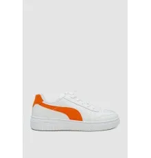 Кеди жіночі на шнурках, колір біло-помаранчевий, 248R151-22