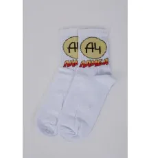 Чоловічі шкарпетки, білого кольору з принтом,  151R105