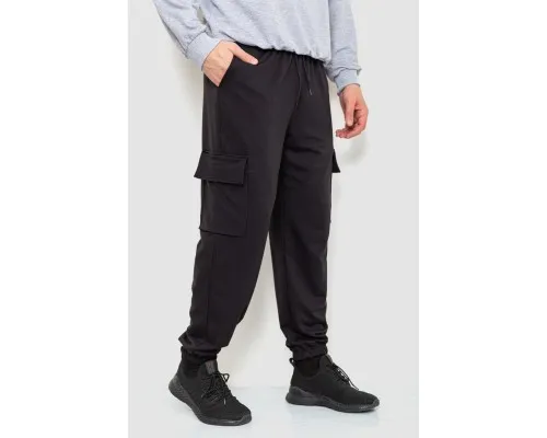Спортивні штани чоловічі двонитка, колір чорний, 241R0651-1
