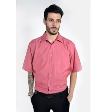 Рубашка мужская с короткими рукавами, темно-розовая, 892-3