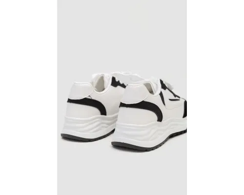 Кросівки жіночі екошкіра, колір біло-чорний, 243R186-112