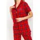 Жіноча піжама в клітину, колір червоний, 219RP-250