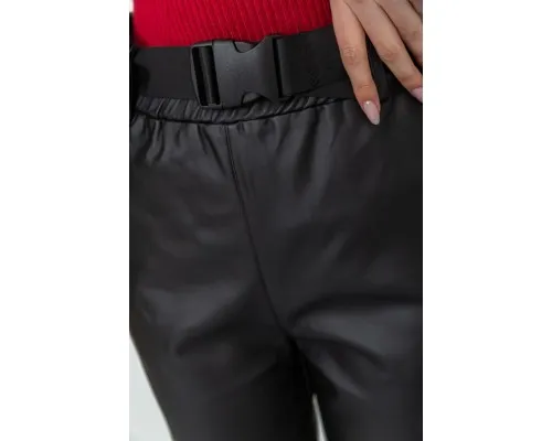 Штани жіночі з екошкіри, колір чорний, 186R5205