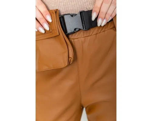 Штани жіночі з екошкіри, колір коричневий, 186R5205