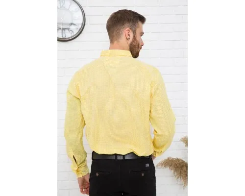 Сорочка чоловіча жовта з білим у клітку 511F006