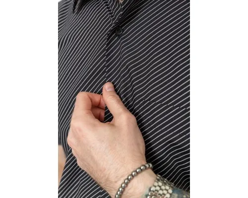 Сорочка чоловіча в смужку, колір чорно-білий, 167R977