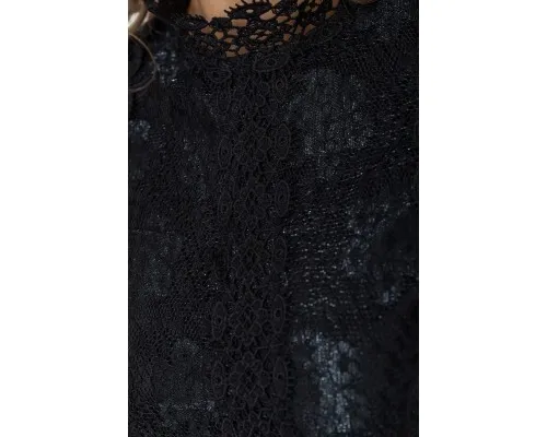 Блуза жіноча класична гіпюрова, колір чорний, 204R154