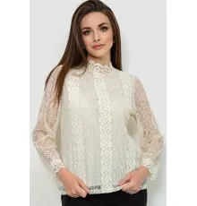 Блуза жіноча класична гіпюрова, колір світло-бежевий, 204R154