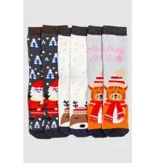 Комплект жіночих шкарпеток новорічних 3 пари, колір молочний;світло-сірий;темно-сірий;, 151R259