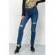 Жіночі джинси з манжетами, синього кольору, 164R139