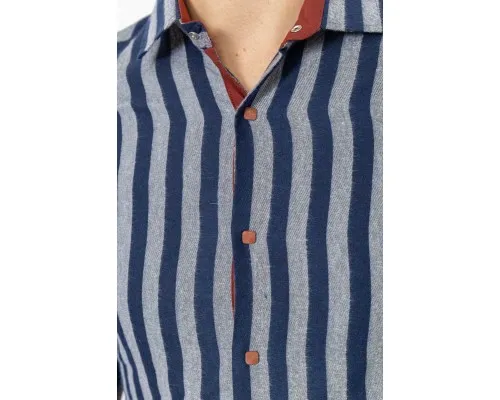 Сорочка чоловіча в смужку байкова, колір сіро-синій, 214R61-95-001