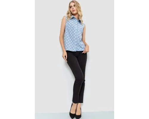 Блуза без рукавів у горох, колір джинс, 102R068-2