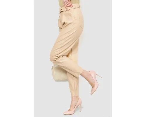 Штани жіночі з екошкіри, колір світло-бежевий, 186R5965