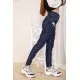 Жіночі прямі джинси, темно-синього кольору з принтом, 164R1024-5