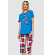 Жіноча піжама з принтом, колір електрик, 219R114