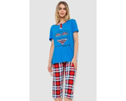 Жіноча піжама з принтом, колір електрик, 219R114