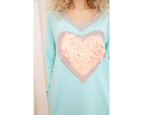 Вільна жіноча сукня, з серцем, колір Бірюзовий, 167R2-3