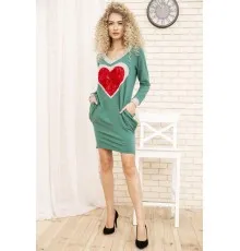 Вільна жіноча сукня, з серцем, колір Зелений, 167R2-3