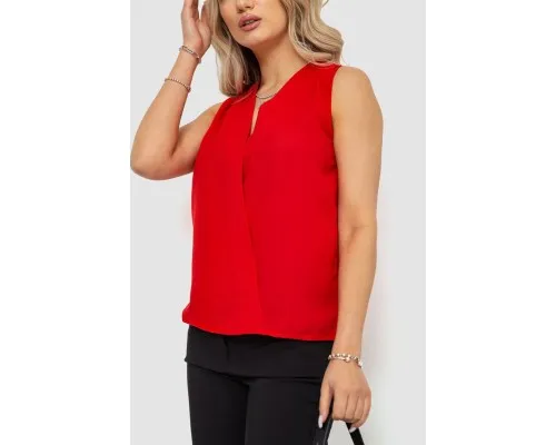 Блуза без рукавів шифон, колір червоний, 244R061