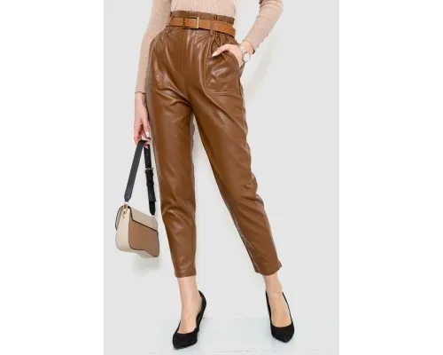 Штани жіночі з екошкіри, колір коричневий, 186R5202