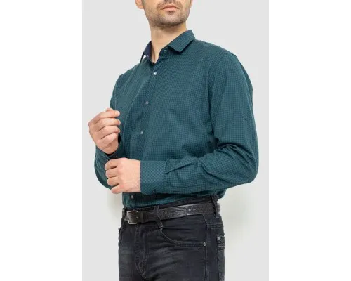 Сорочка чоловіча в клеку байкова, колір зелено-синій, 214R99-33-022
