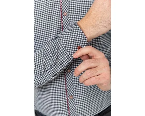 Сорочка чоловіча в клеку байкова, колір чорно-білий, 214R99-33-022