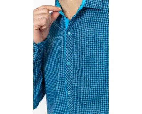 Сорочка чоловіча в клеку байкова, колір синьо-блакитний, 214R99-33-022