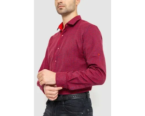 Сорочка чоловіча в клеку байкова, колір червоно-синій, 214R99-33-022