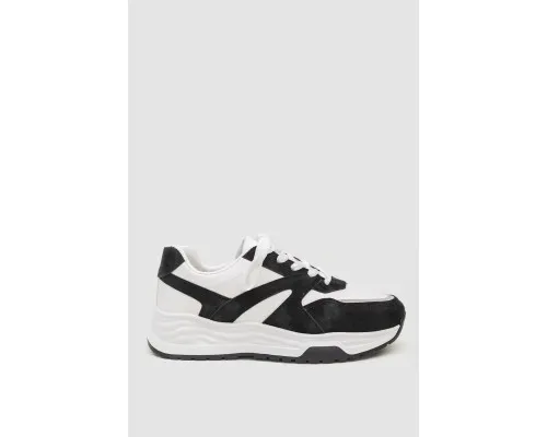 Кросівки жіночі екошкіра, колір біло-чорний, 243R186-157