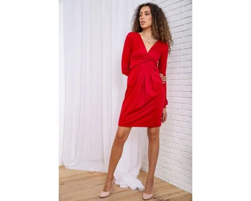 Міні-сукня з V-подібним вирізом, червоного кольору, 167R050-2