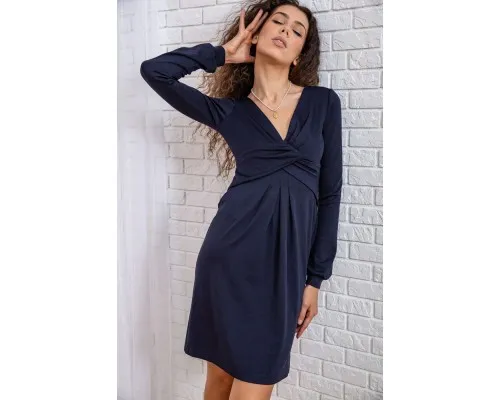 Міні-сукня з V-подібним вирізом, синього кольору, 167R050-2