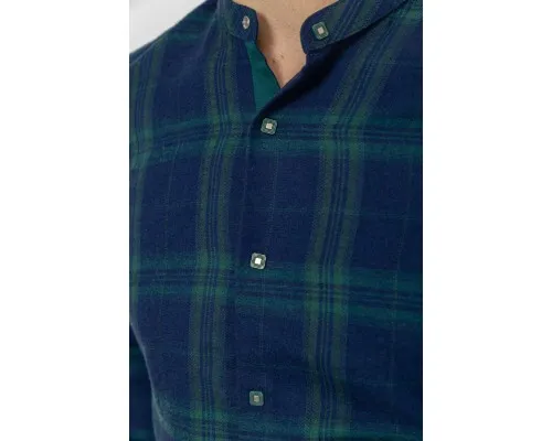 Сорочка чоловіча в клеку байкова, колір зелено-синій, 214R102-36-178